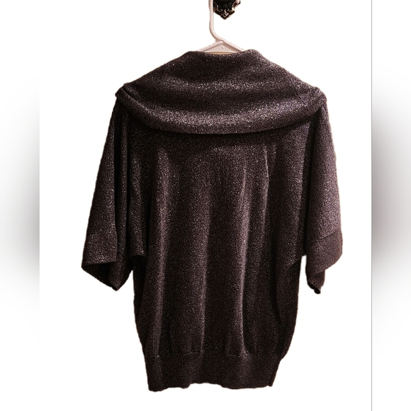 Women's Michael Kors Metallic Short Sleeve Cowl Neck Top- Large - Picture 2 of 3